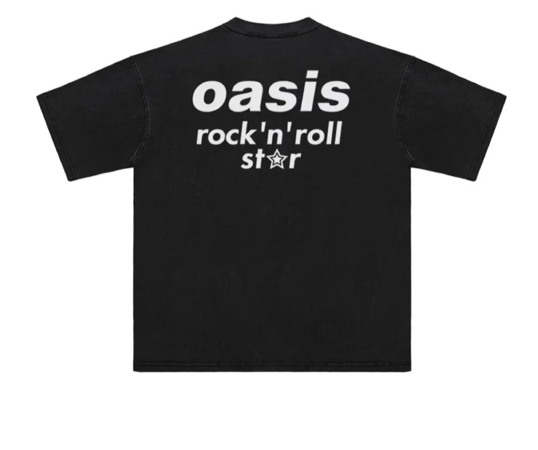 Мужская футболка с рисунком черной полосой, винтажная футболка Oasis Rock 'N' Roll Star 1995, хлопковая уличная футболка с концертом и фотографиями в стиле ретро 90-х годов, футболка с музыкальным товаром
