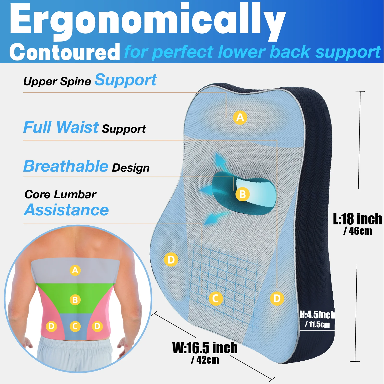 

Lumbar Support Pillow Durable Plum Office Chair Fixing Straps Buckles Comfort Auto Car Accessories Ergonomic Back Pain Relief