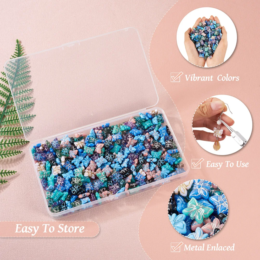 280/300pcs Colorful Butterfly Rose Flower Acrylic Beads Loose Spacer Beads for Diy Earrings Bracelet Jewelry Handcraft Making