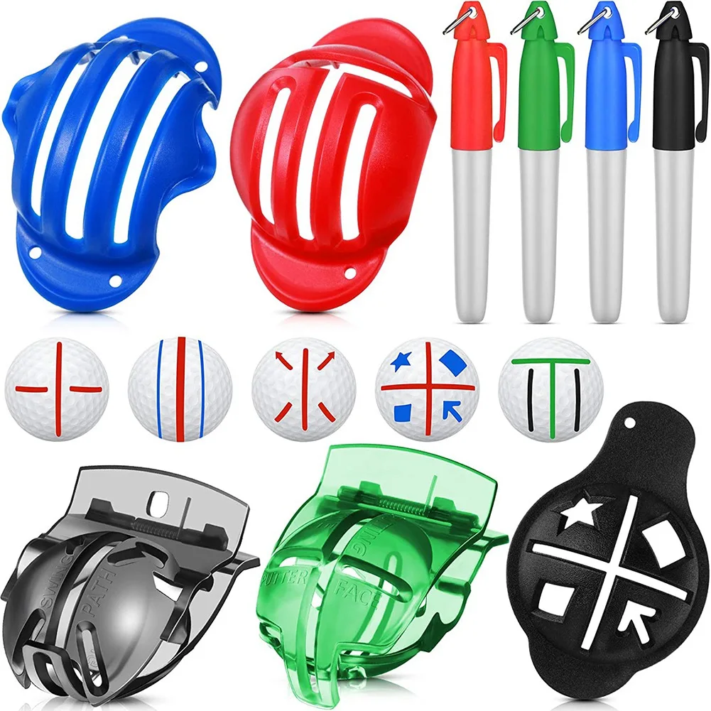 

Lo-ok, 5 шт., маркер для мяча для гольфа, лайнер и 4 маркера для мяча для гольфа, маркер для мяча для гольфа, инструмент для рисования линий, набор для выравнивания мяча для гольфа