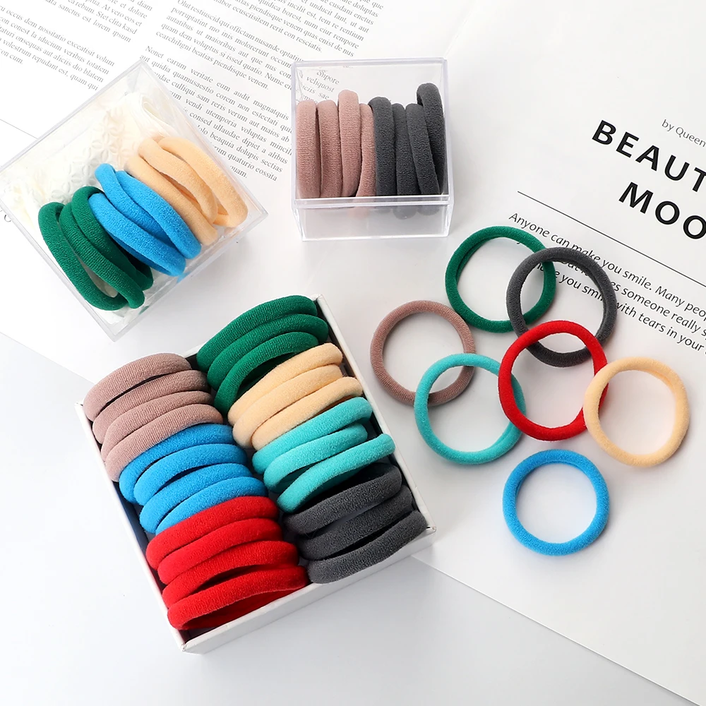 50 Teil/los Mädchen Bunte Nylon Elastische Haarbänder Frauen Grundlegende Gummiband Stirnband Scrunchie Kinder Pferdeschwanz Halter Haar Zubehör – Detail 11