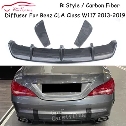 W117 Carbon Fiber R Style Rear Bumper Diffuser for Mercedes CLA Class W117 2013-2019 4-door Sedan Rear Bumper Lip