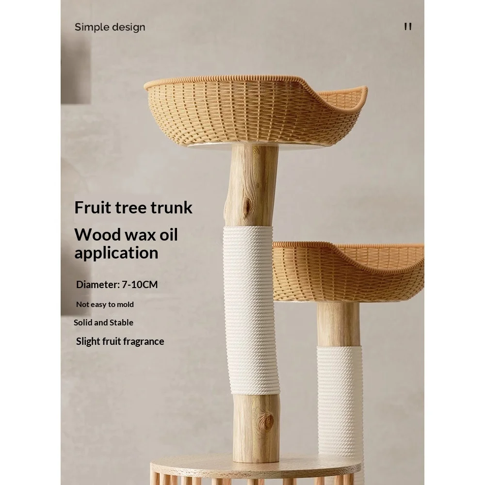 Árbol rascador de madera para gatos con cama integrada y sisal