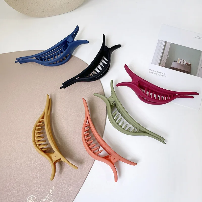 Candy Color Frosted Duckbill Clip Women Girls Hairpins Headwear Ponytail Acrylic Duckbill Clips Large Size Hair Claws Barrettes