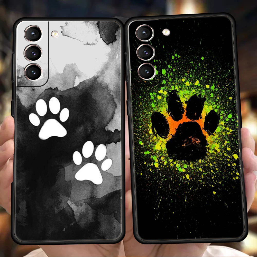 

Dog Footprint Paw Cute Phone Case for Samsung Galaxy S24 S23 S22 S20 S21 FE Ultra S10 S10E S9 S8 Plus 5G Silicone Cover Capas