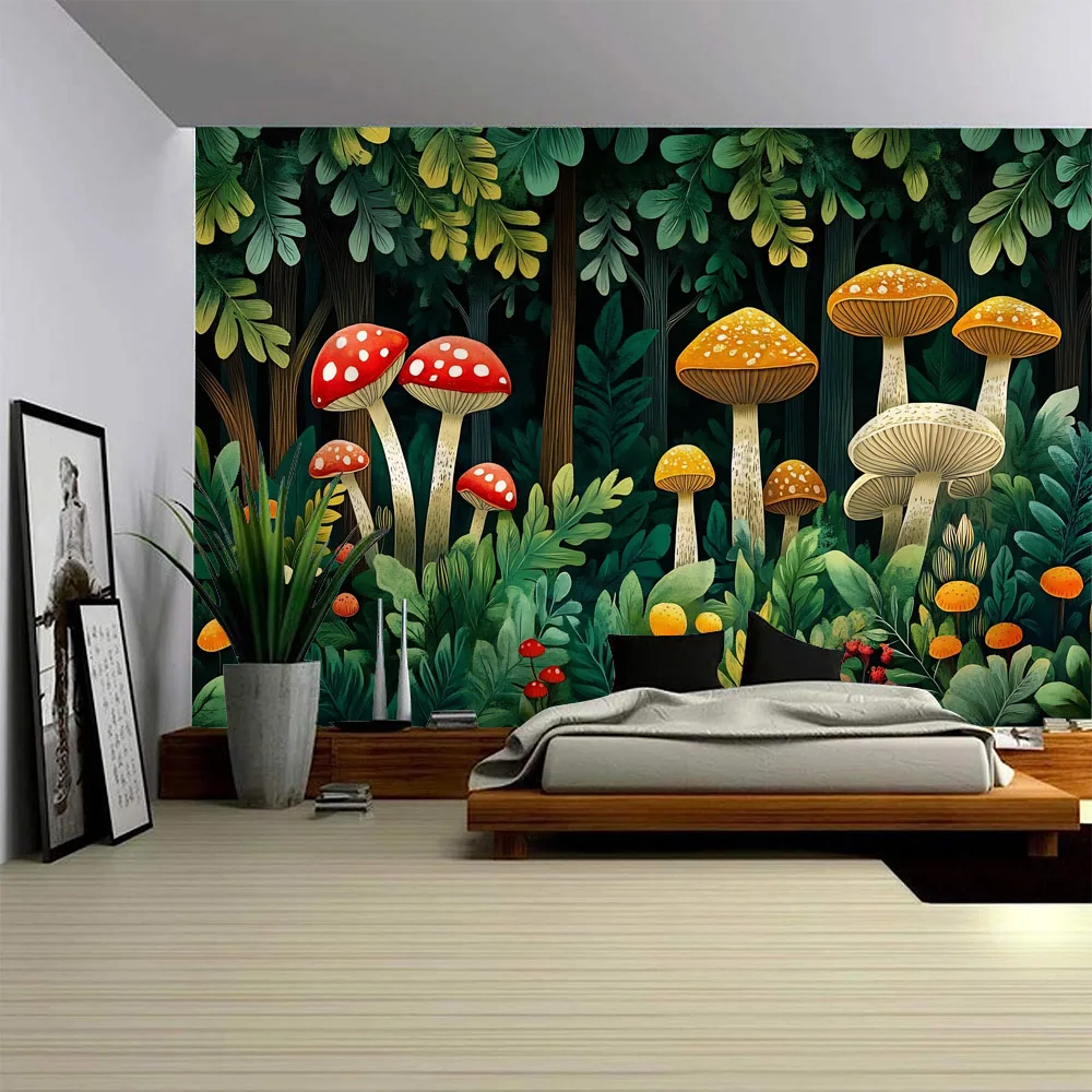 

Fairy tale forest mushroom tapestry wall hanging Bohemian home decoration dreamy landscape hippie children's room decoration