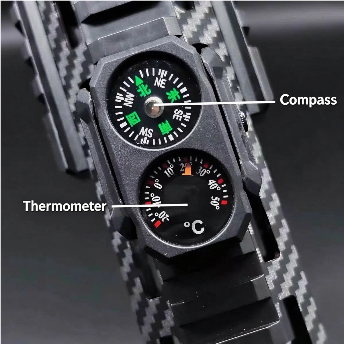 Tactical Compass Thermometer 20mm Picatinny Rail Mount Outdoor Survival Tool Fit M4 AR15 M416