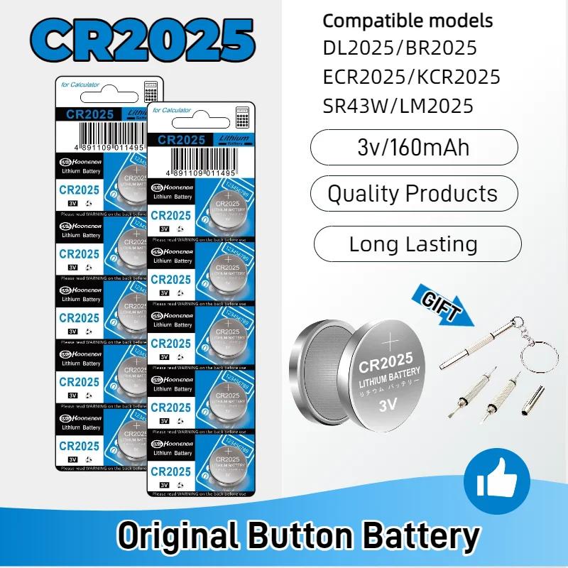 top5-100PCS CR2025 3V Lithium Button Batteries For Watch Remote Key Toys Clock Car Remote DL2025 BR2025 LM2025 ECR2025 160mAh