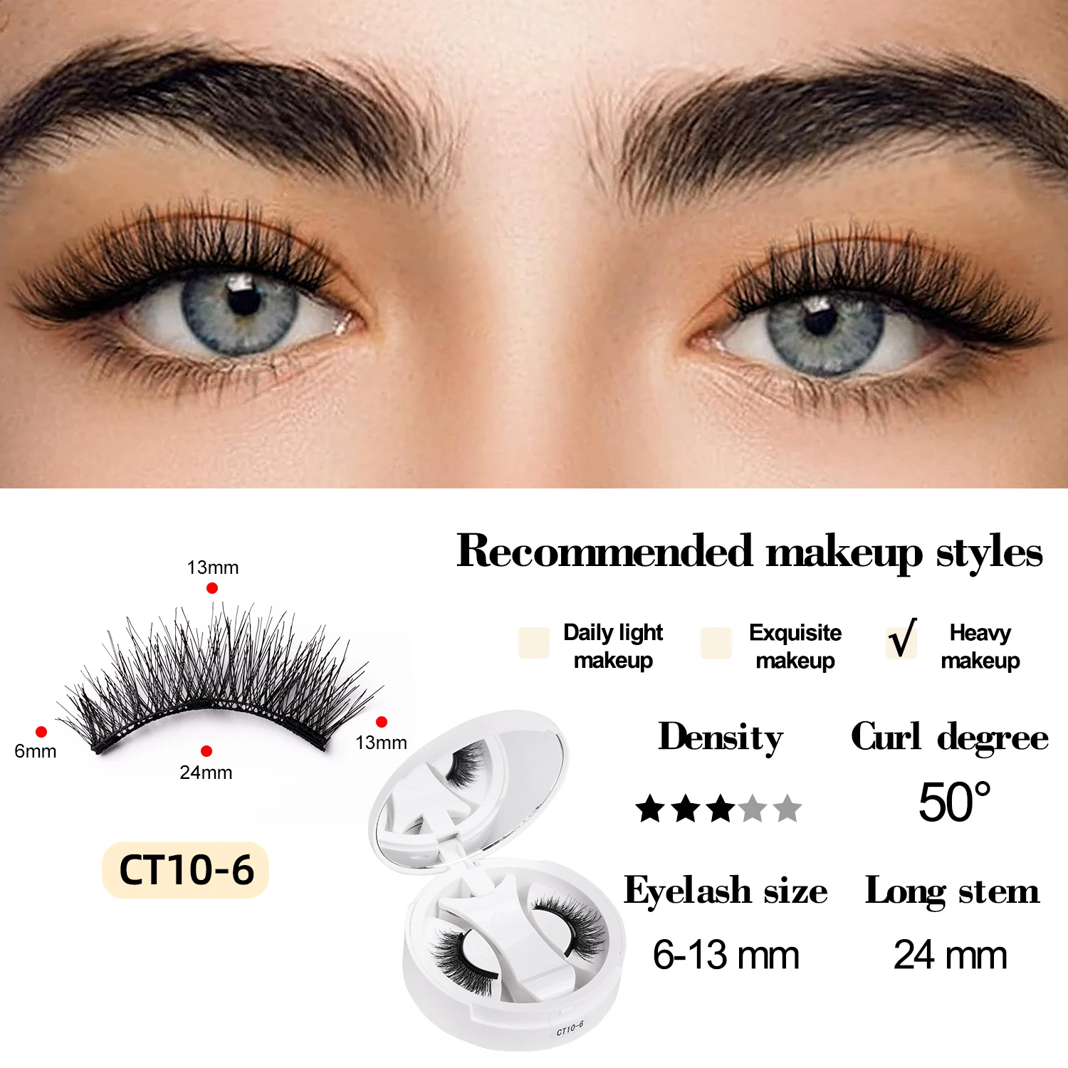 2026 Magnetic Eyelashes with Applicator Natural Look Reusable Soft Strip False Lashes No Glue Makeup Kit Easy to Wear Remove