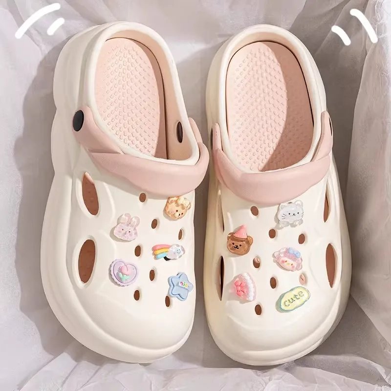 New Fashion Women Hole Shoes Summer Soft Bottom Beach Slippers EVA Casual Comfortable Outdoor Sandals Home Shower Clogs