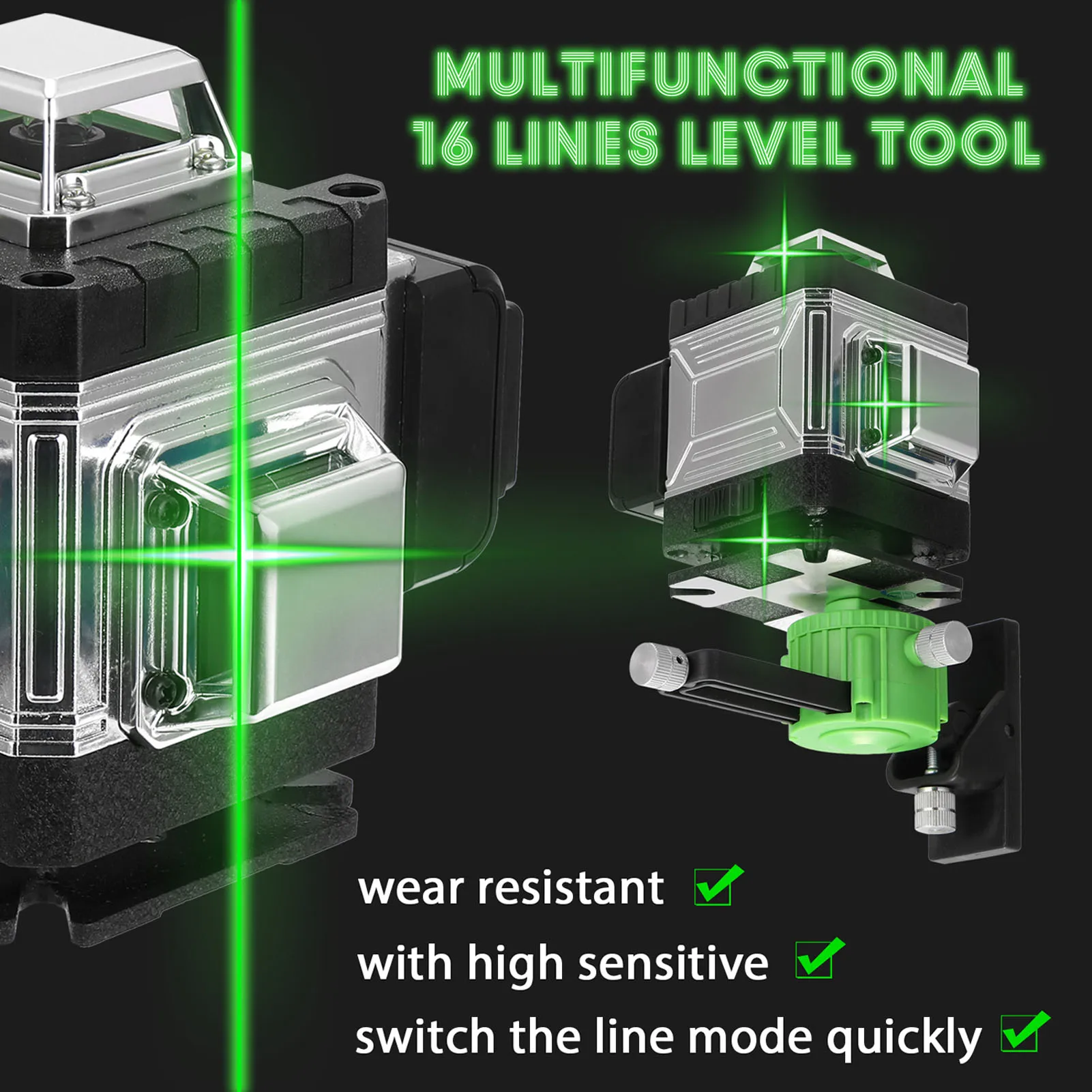 Imagem -03 - Máquina Auto-niveladora Multifuncional 4d 16 Linhas 360 Nível Laser ° Usb Recarregável Bateria de Lítio Ferramenta de Nivelamento