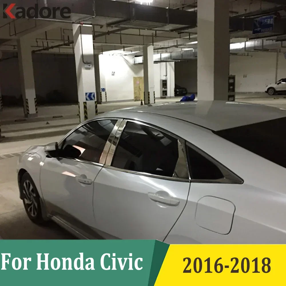 

For Honda Civic 2016 2017 2018 10th Generation Sedan Window Center Pillars Molding Trim Car Styling Sticker Exterior Accessories