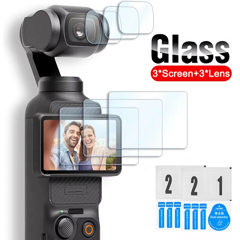 عدسة الكاميرا + شاشة الزجاج المقسى ل DJI Pocket 3 الصلب واضح المضادة للخدش التغطية فيلم واقي للشاشة ل DJI OSMO Pocket 3