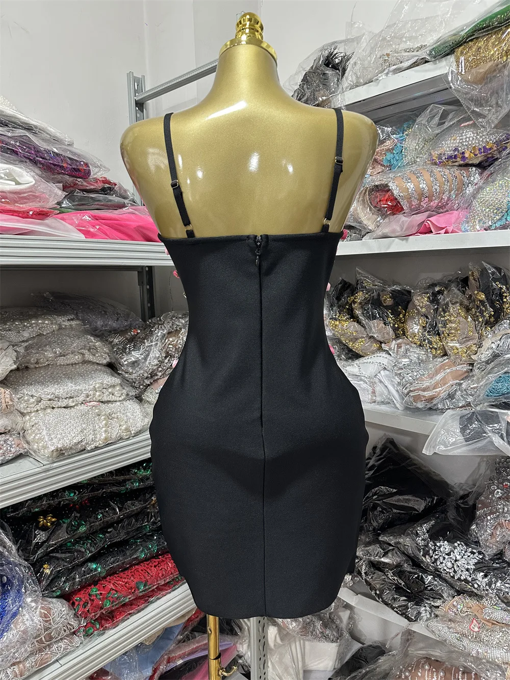 Women Summer Spaghetti Strap Diamonds Flowers Bodycon Mini Elastic Bandage Dress Celebrity Evening Club party Dress Going Out