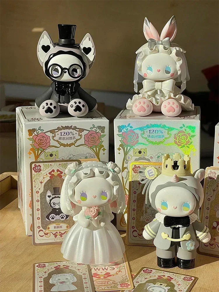 Emma Secret Forest Wedding Blind Box Toys Couple Rabbit Wolf   Banquet Kawaii Action Figure Ornaments Model Surprise Gift