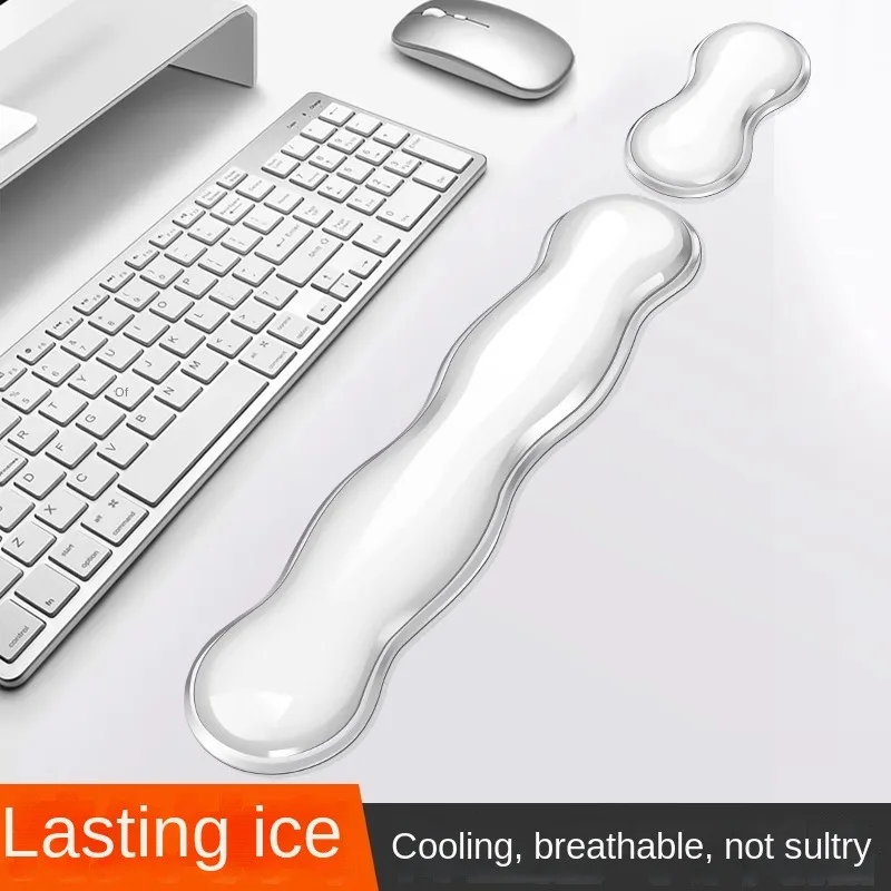 Mouse pad with wrist rest, keyboard rest, anti slip silicone transparent desktop office game console, mouse wrist rest