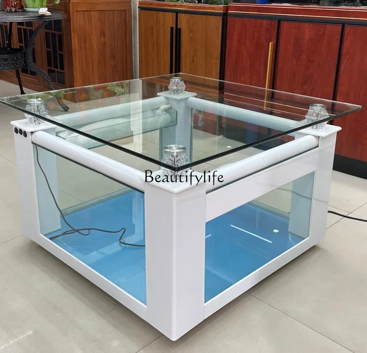 

LD33Square Coffee Table Fish Tank Creative Living Room with Landscape Ecological Small Glass Cylinder