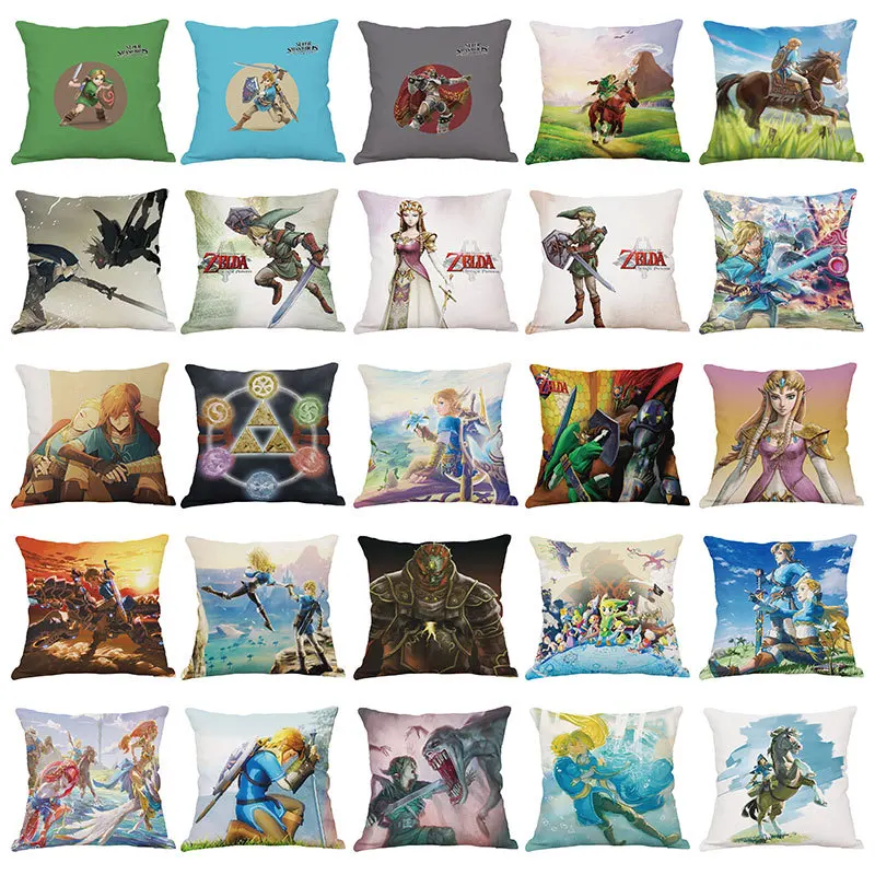 The Legend of Zelda Flax Pillow Cartoon Printing Car Sofa Pillow Cushion 45×45cm