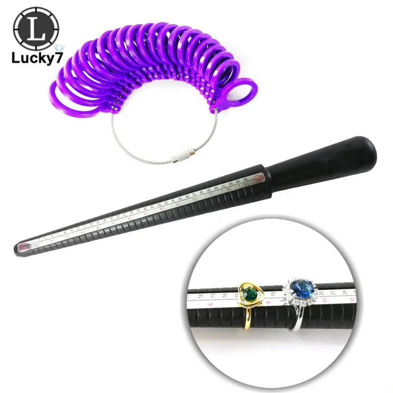 Multi-Purpose Professional Ring Sizer Measuring Tool Plastic Jewelry Mandrel Stick Finger Gauge for Ring Size Determination