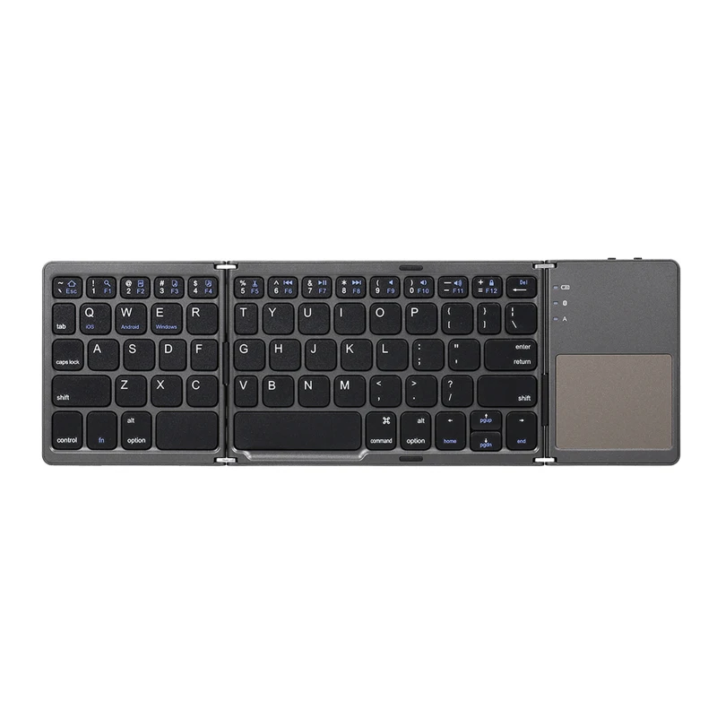 Wireless BT Keyboard Folding Keyboard Portable Ultra Slim BT Keyboard with Touchpad for Windows/Android/iOS Grey