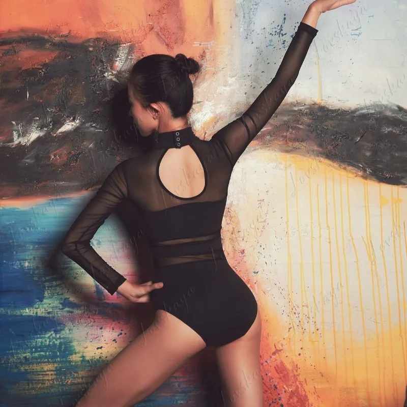 Ballett-Tanzkostüm, Patchwork aus Netzstoff, Aerial-Yoga-Anzug, Lauf- und Fitness-Bühnenkostüm für Damen