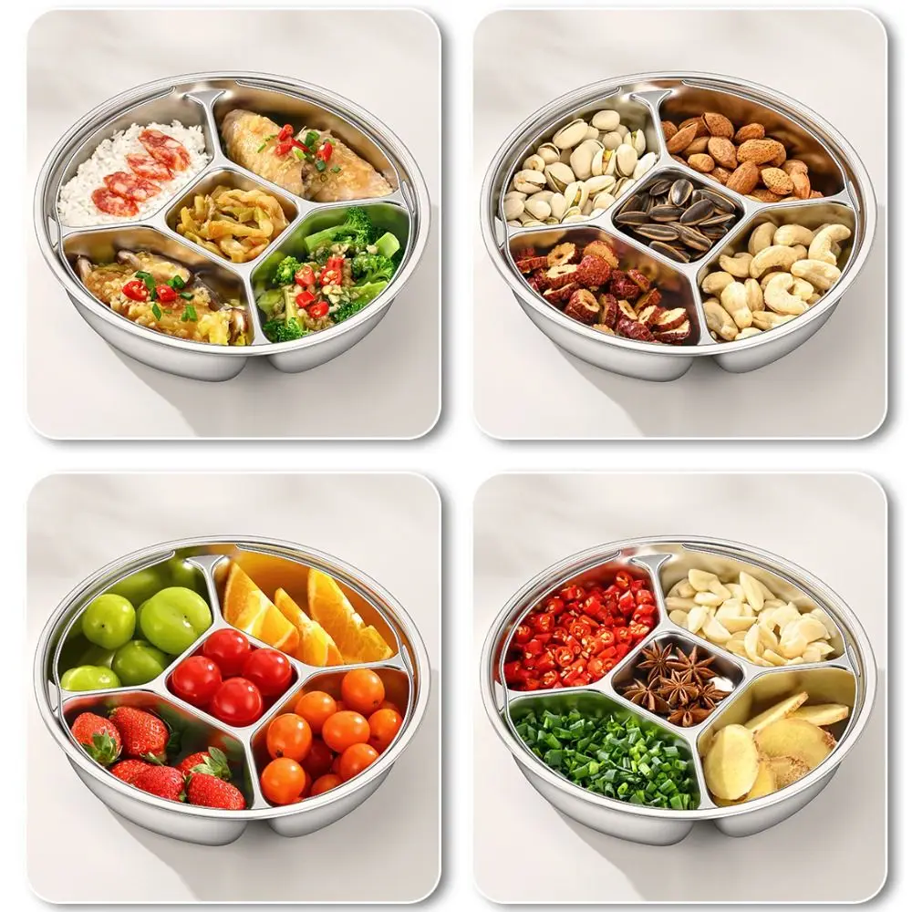 Multifunctional 316 Stainless Steel Divided Steamer Tray with Handle 3/4/5 Grids Food Steamer Anti-Scald Steamer Rack