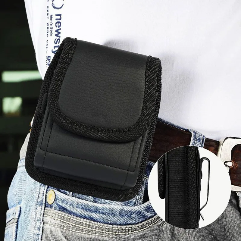 Leather Phone Pouch For Samsung Z Flip 3 5G Belt Clip Holster Oxford Cloth Phone Case For Galaxy Z Flip3 5G SM-F711B Waist Bag