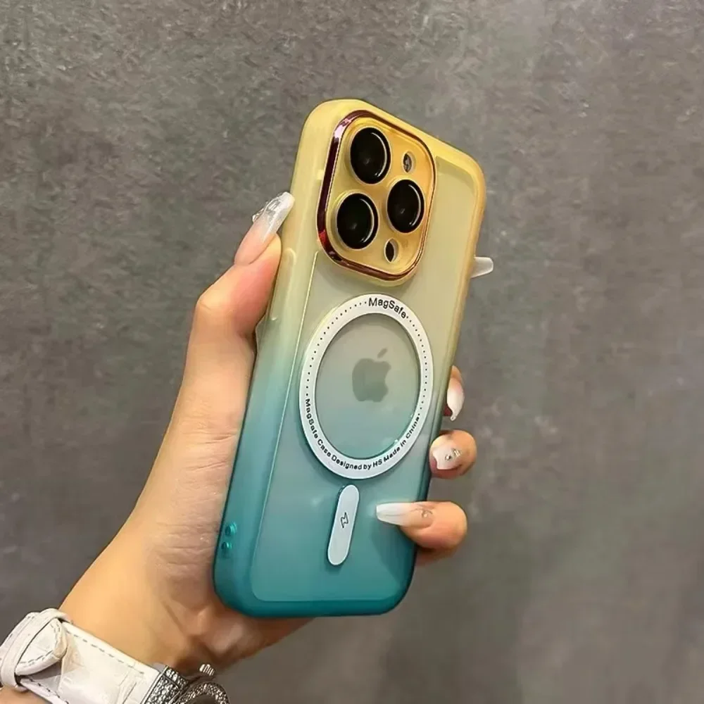 Für MagSafe Magnetic IPhone 16 Pro Max Verfärben Farbverlauf Regenbogen Handyhülle für 15 14 Plus 13 12 11 Transparente Abdeckung