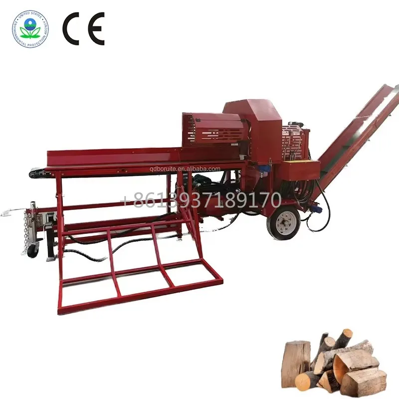 35 Ton Firewood Cutter Processor Petrol Engine Chainsaw Log Splitter