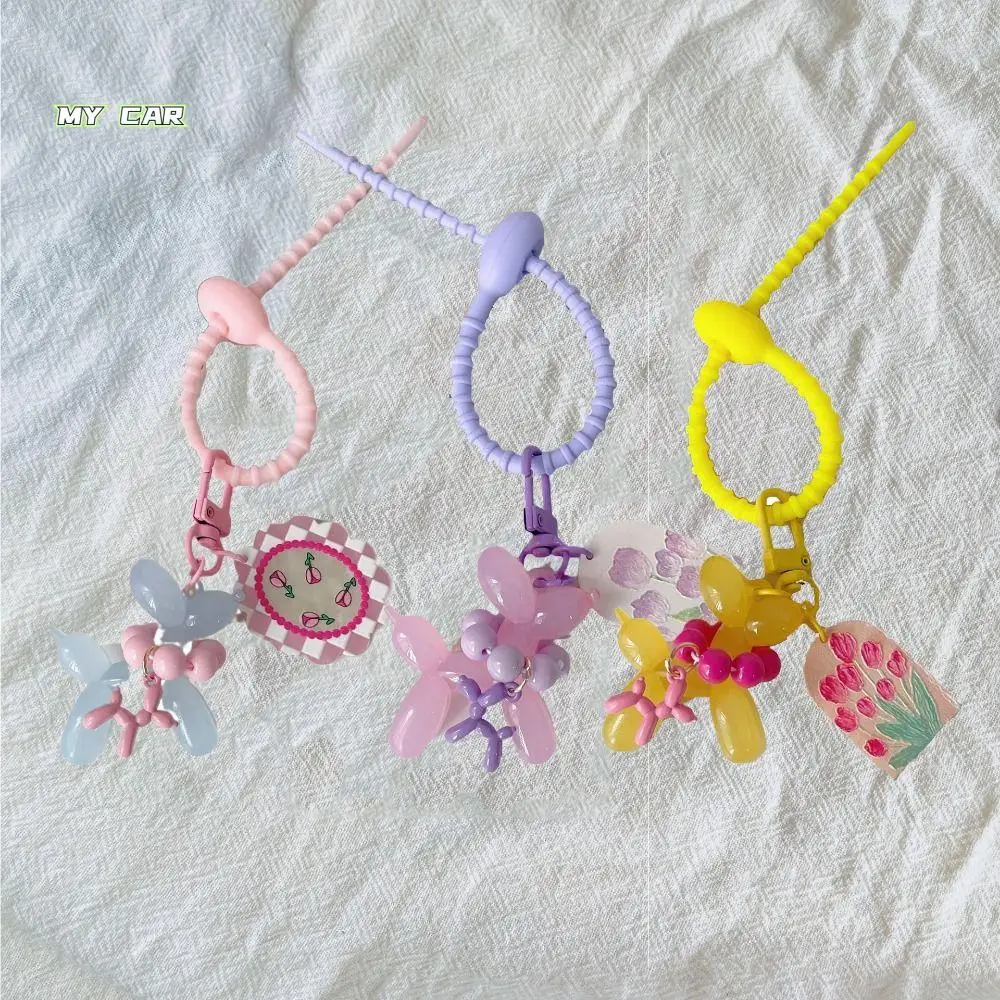 

Acrylic Puppy Balloon Keychain Jelly Shape Tulip Balloon Acrylic Dog Keyring Cute Colorful Dog Balloon Keychain