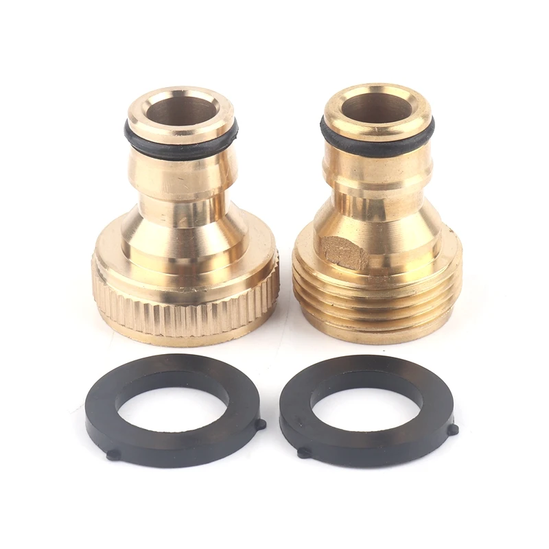 2pcs Brass Garden Water Connectors Hose Connector Kitchen Water Tap Adaptor Car Wash Water Gun Fast Joints Fittings With Washer