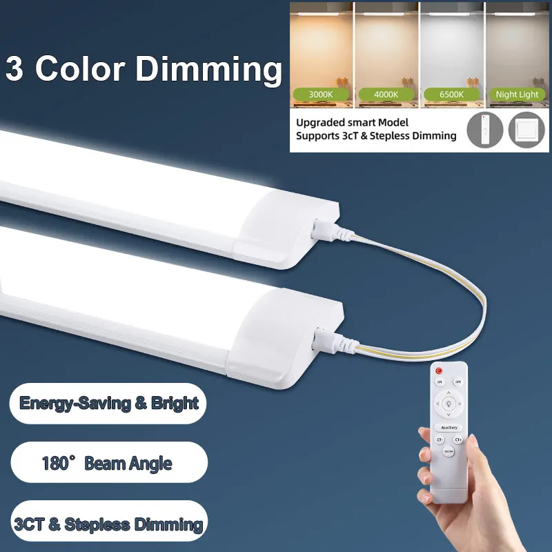 Remote Control Dimmable LED Tube Lights 110-265V LED Cabinet Lamp 50CM Kitchen Closet Lamps For Home Bedroom Indoor Lighting Tub