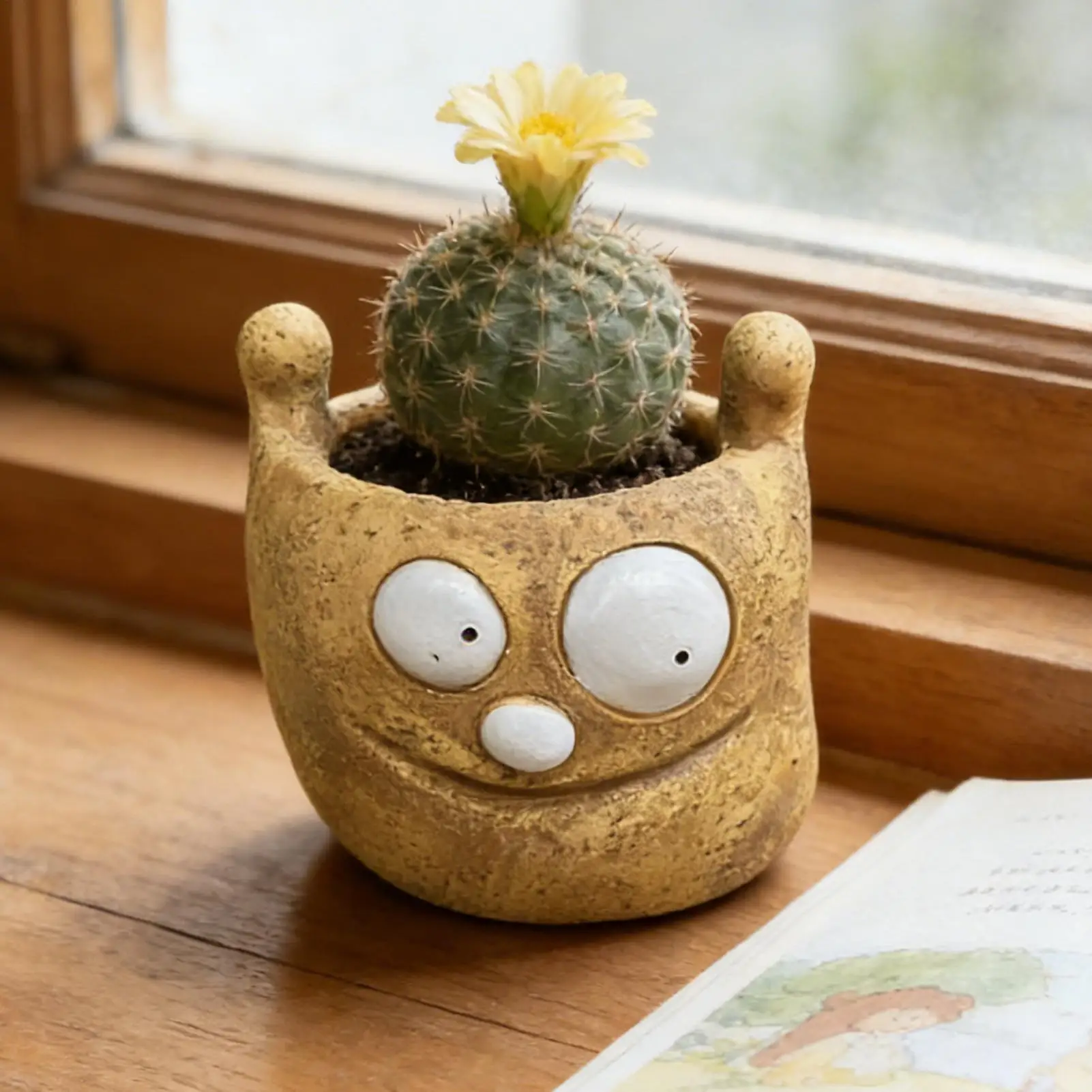 Cute Flower Pots Facial Expression Modern Resin Desk Decor Cactus Planter Funny Pots For Plants for Home Bedroom Kitchen