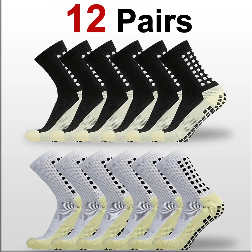 

1/6/12 пар уличных силиконовых противоскользящих спортивных футбольных носков, модные впитывающие пот дышащие носки средней длины с защитой от запаха