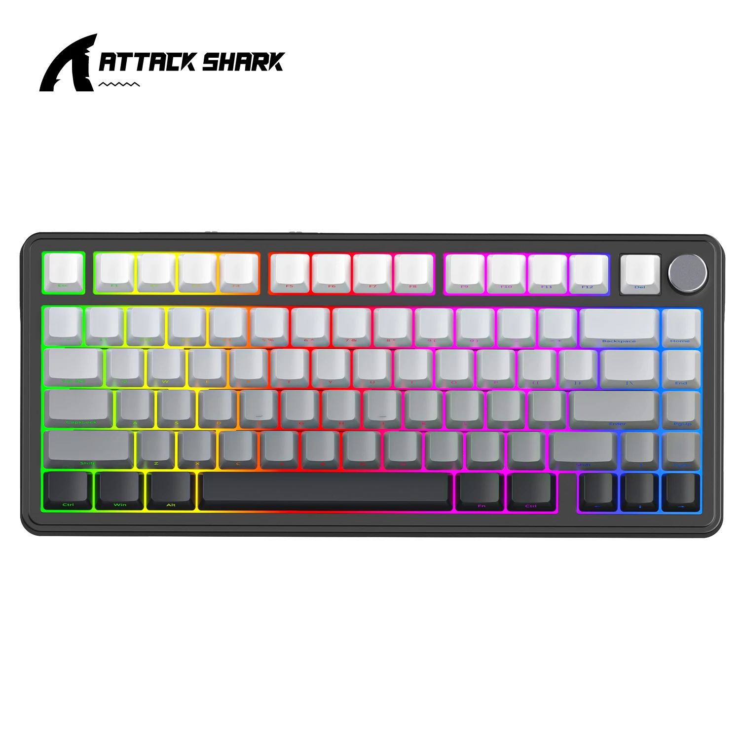 Attack Shark X85 Bluetooth mechanical keyboard, 2.4G tri-mode, RGB Effects, metal knobs,full-key hot-swap, win&mac