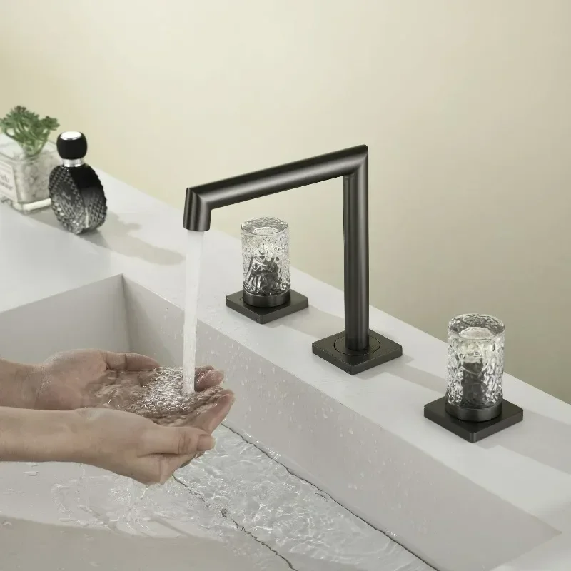 Golden Bathroom Faucet 3 Holes 2 Handles Hot Cold Water Sink Tap New Top Quality Wash Basin Lavabo for Bathroom