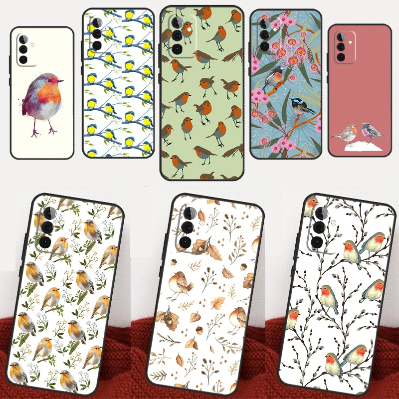 Robins Bird Case For Samsung Galaxy A54 A34 A24 A14 A51 A71 A21S A53 A33 A23 A13 A12 A22 A32 A52 Coque