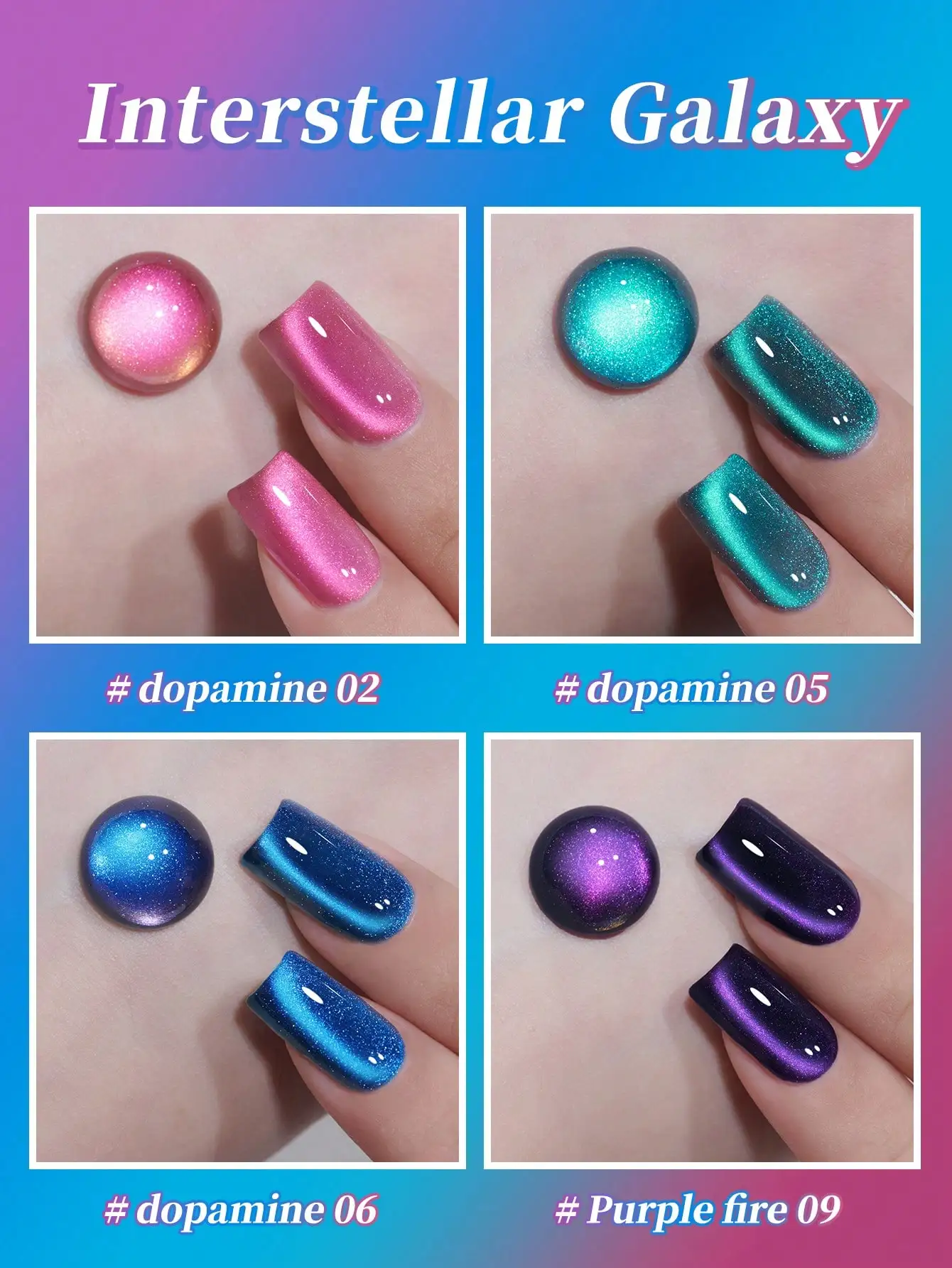 XEIJAYI 4 قطعة جل عين القط طلاء الأظافر بريق الترتر طلاء الأظافر القابل للإزالة UV البولندية مسمار الفن مناسبة لتصميم فن الأظافر