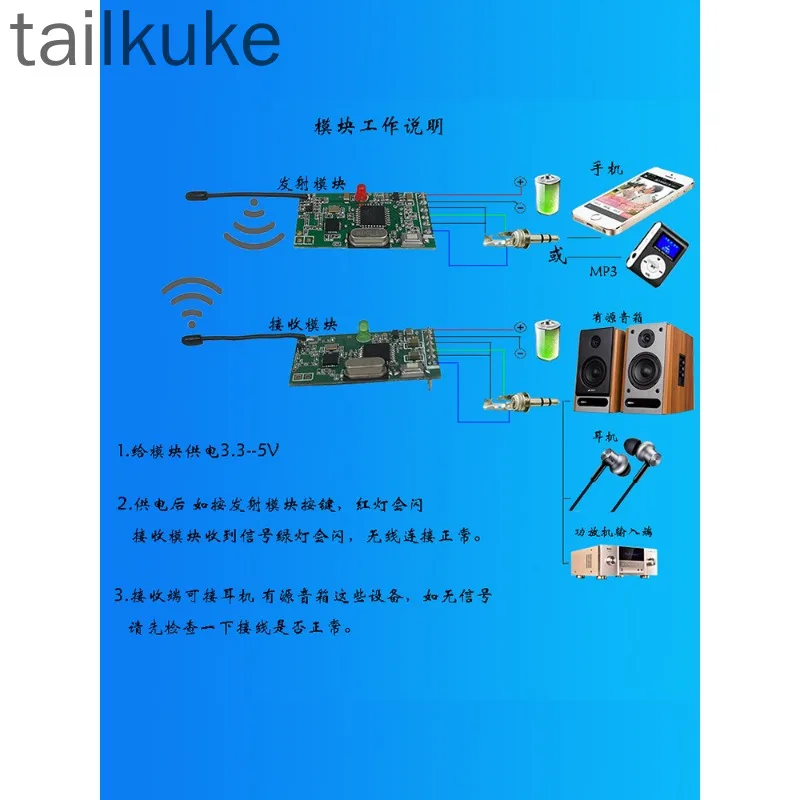 Wireless Digital Audio Module Wireless Speaker Hi-fi Audio Transmitter Receiver Wireless Surround Audio