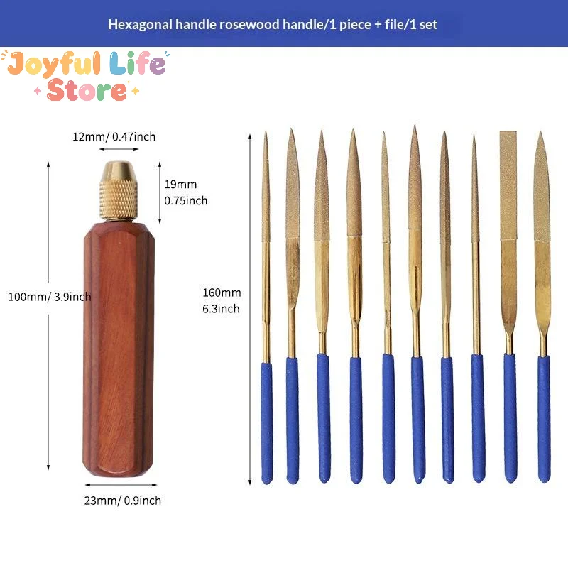 Hot Sale Wood File Handle Wooden Handles With Brass Collet Chuck For Small Files Accessories DIY Metal And Jade Polishing
