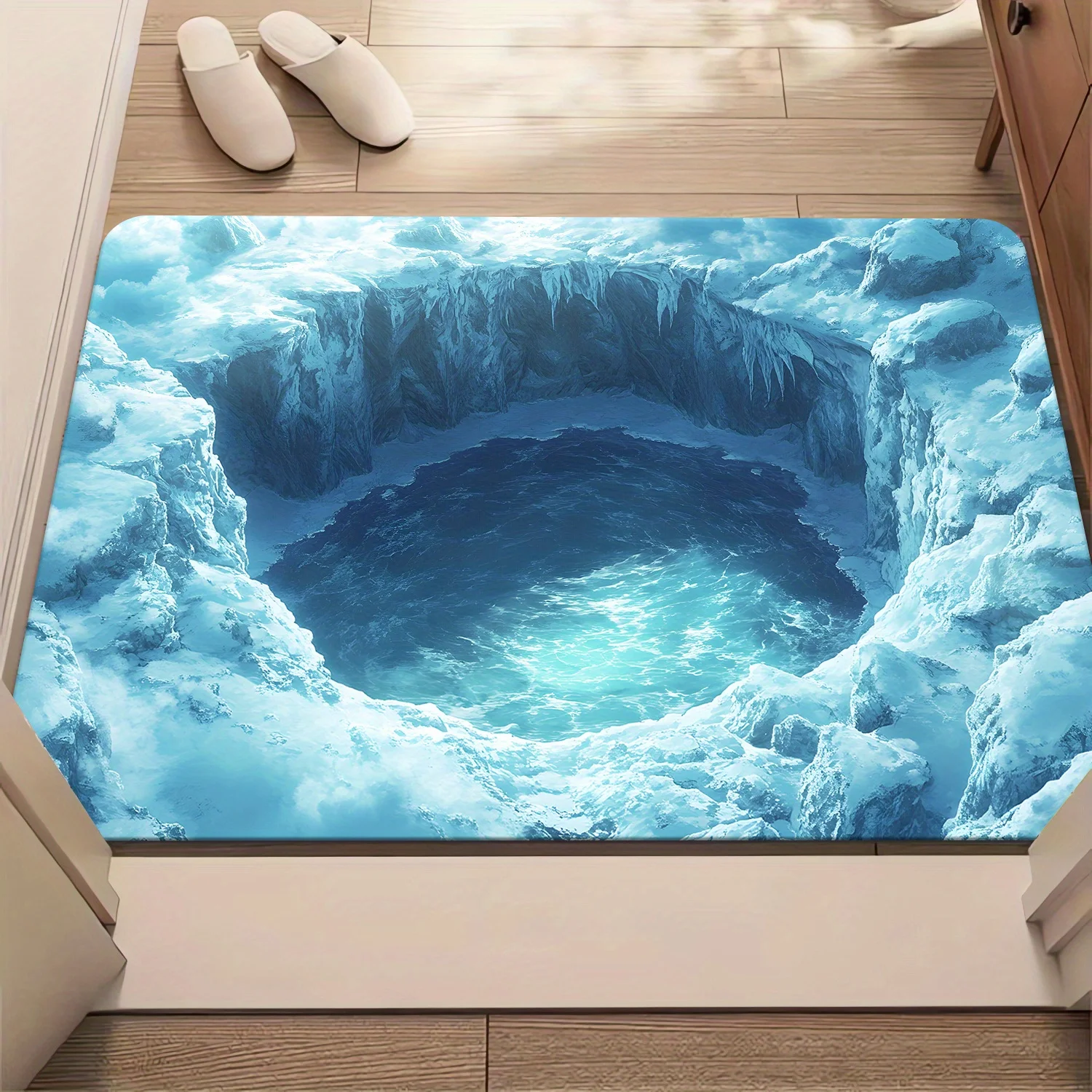 3D Ocean Vortex Rug for Bathroom - Waterproof Non-Slip Mat, Creative Home Accessory, Easy to Clean Skid resistant carpet