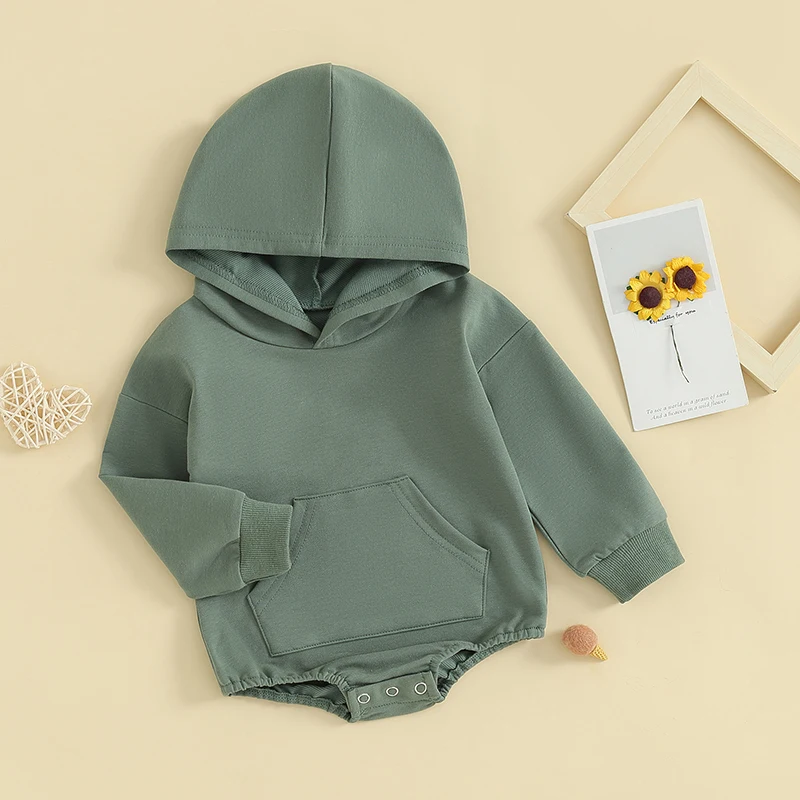 SHUING Infant Baby Boys Girls Clothes Long Sleeve Hoodie Romper Crewneck Bubble Sweatshirt  Fall Outfit