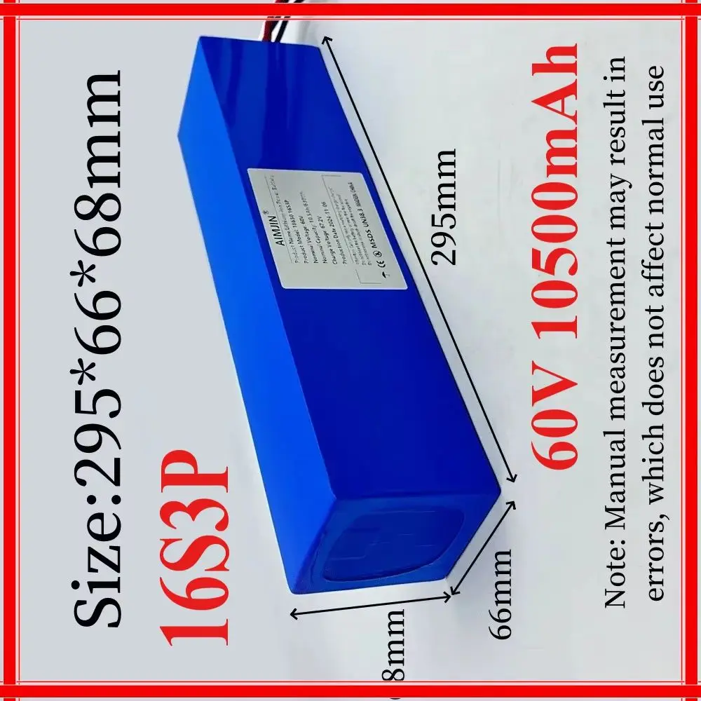 

60V 10500mAh battery 18650 16S3P 1000W-1800W high-power lithium battery with built-in BMS lithium-ion battery pack