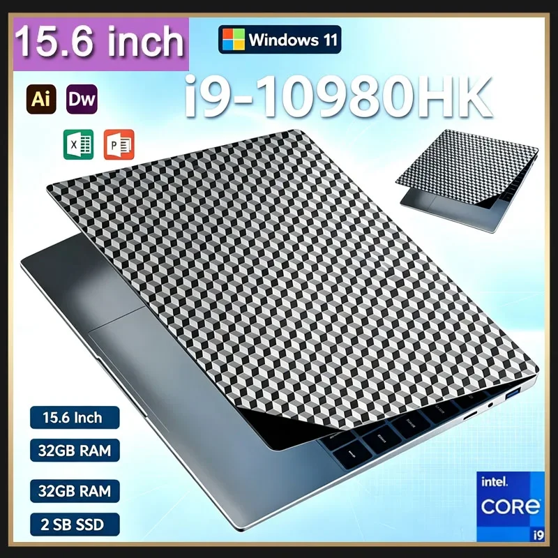 15.6 Inch Ultra Portable Laptop Powerful Core I9 10980HK 16GB Large Memory 1TB Solid State Drive Win11 Pro Gaming Study Notebook