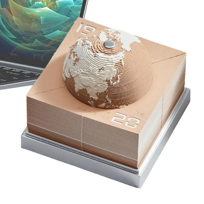 

Earth Calendar 3D Calendar Paper Carving Art Memo Pad Rip-Away Paper Carving Sticky Sculpture Paper Earth Model For DIY Gift