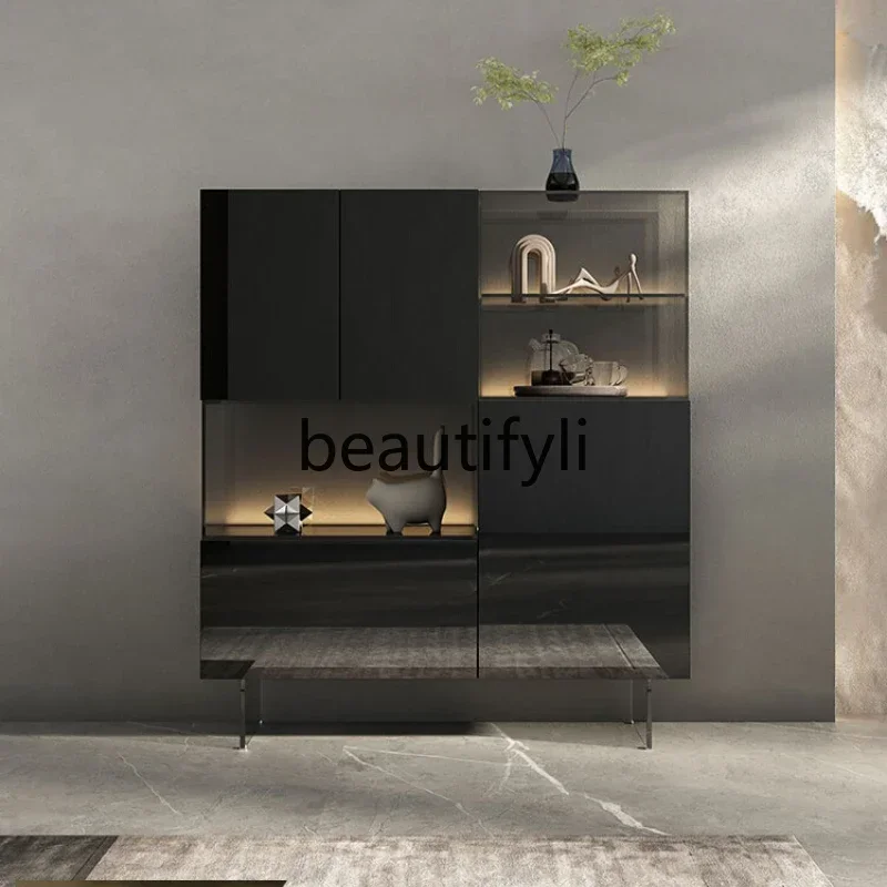 

HEEItalian glass wine cabinet light luxury dining side cabinet living room wall storage display dining room wine cabinet