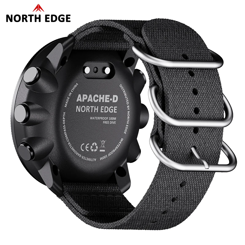 NORTH EDGE APACHE-D Men Free Dive Digital Watch Outdoor Sports Swimming Waterproof 100M Altitude Barometer Compass Wristwatches