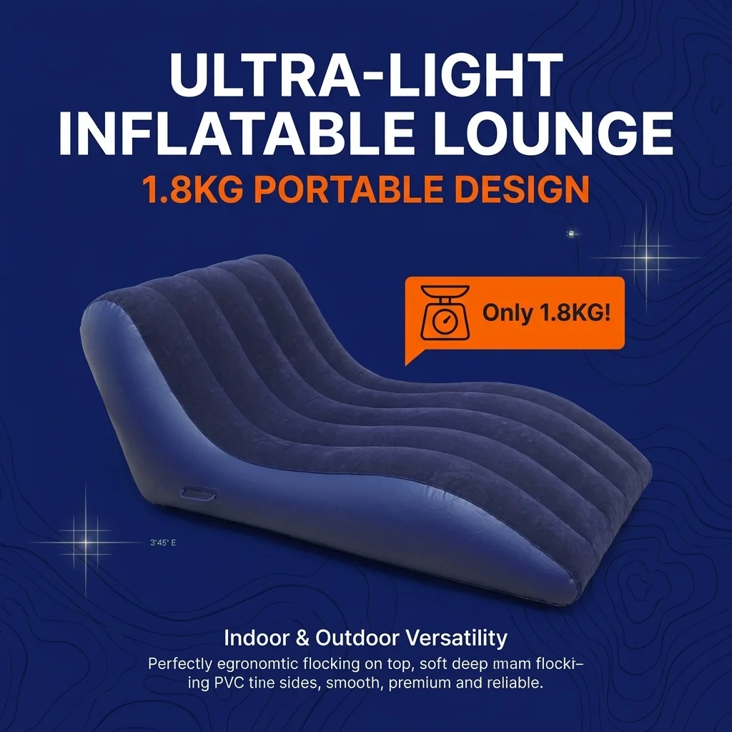 Portable Outdoor Lazy Sofa Inflatable Velvet Camping Tent with Backrest Home Use S-Shape Leak-Proof for Comfortable Seating