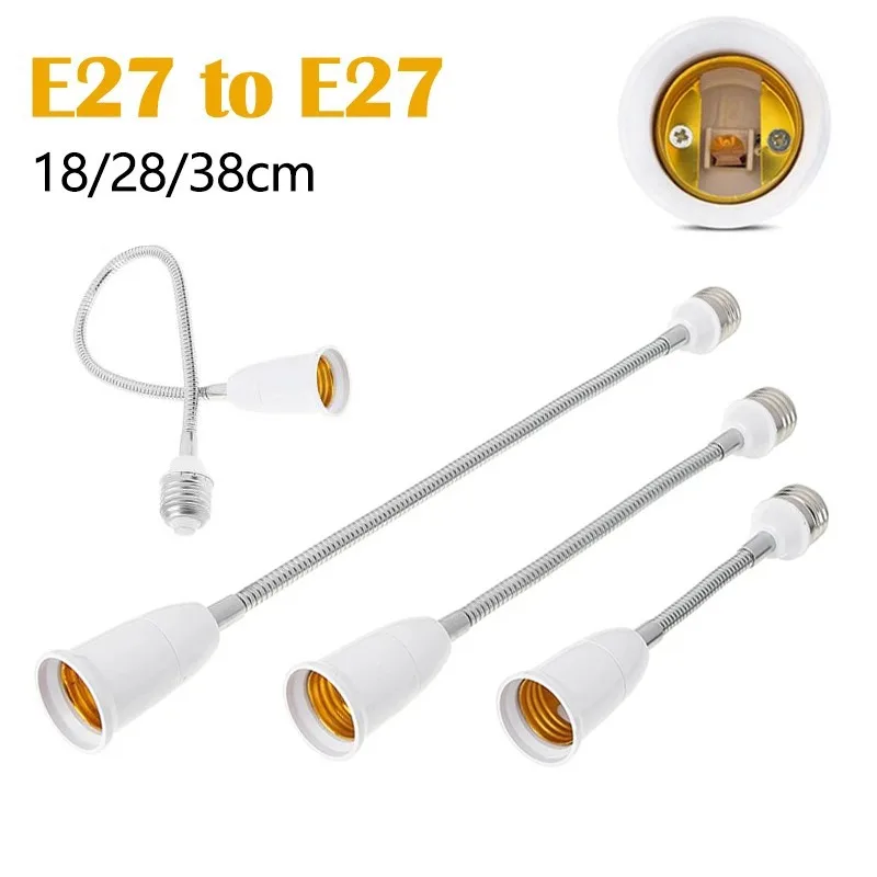 flexivel base lampada led lampada socket extender suporte de luz extensao conversor iluminacao e27 18 cm 28 cm 38cm 01