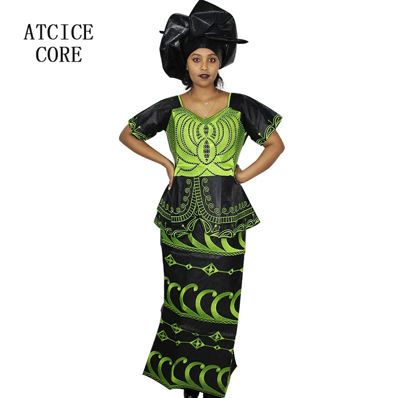 

African Dresses For Woman Bazin Riche Computer Emboridery Plus Size Long Dress